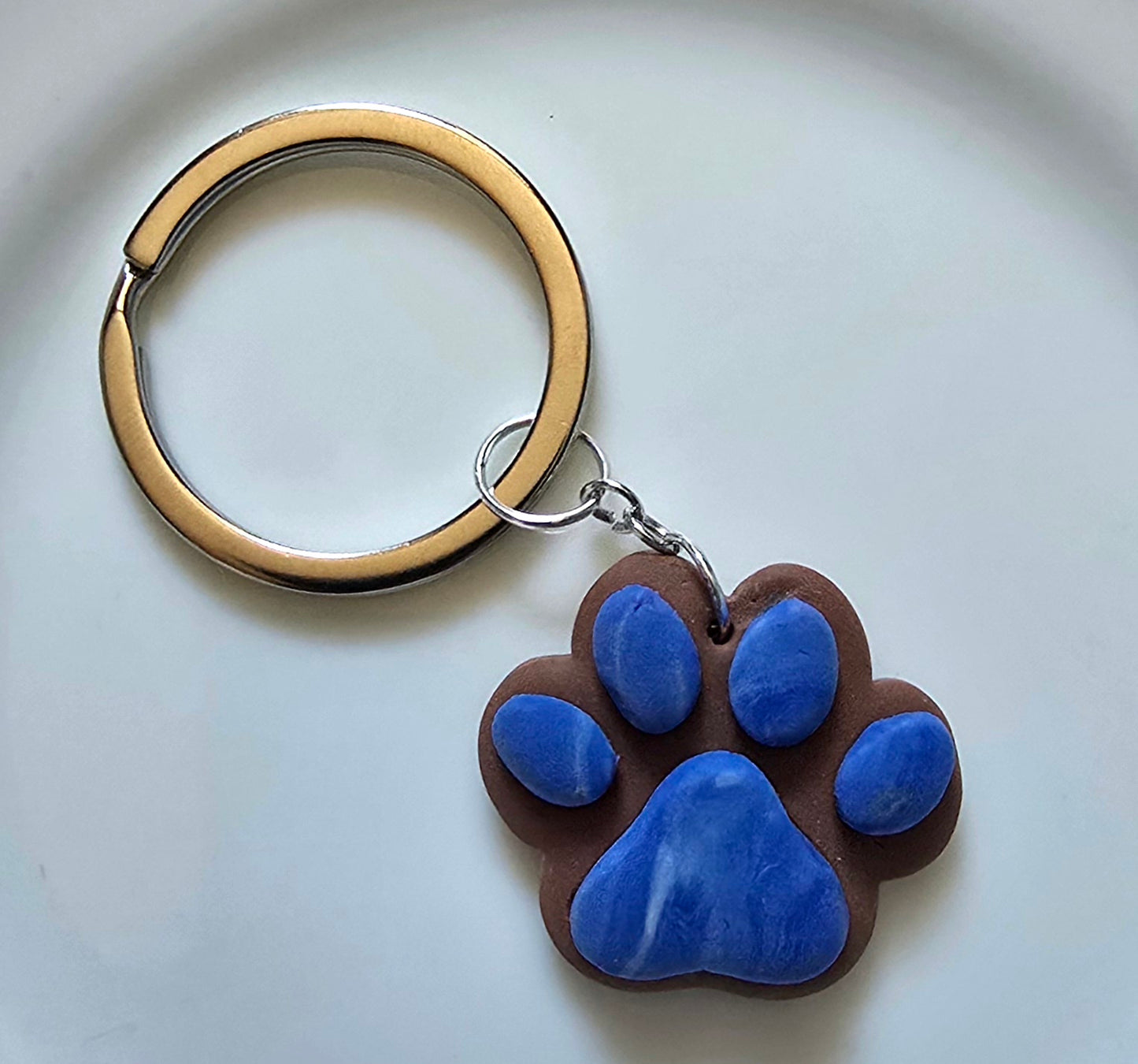 Blue marble pawprint keyring