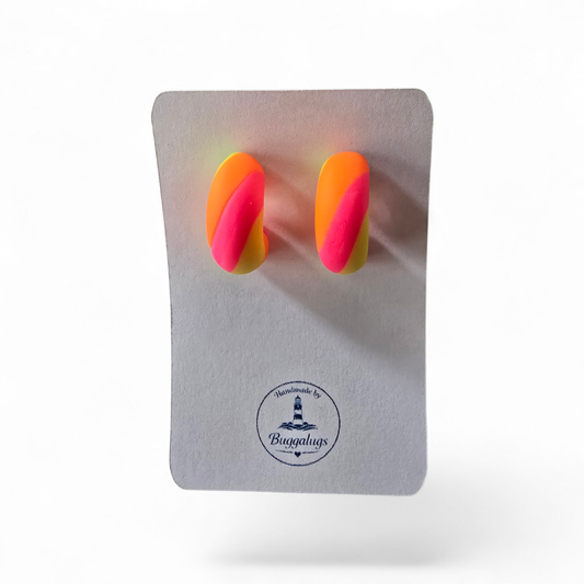 Neon mini half hoop studs