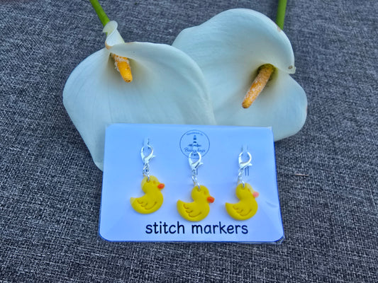 Yellow duck stitch marker set of 3