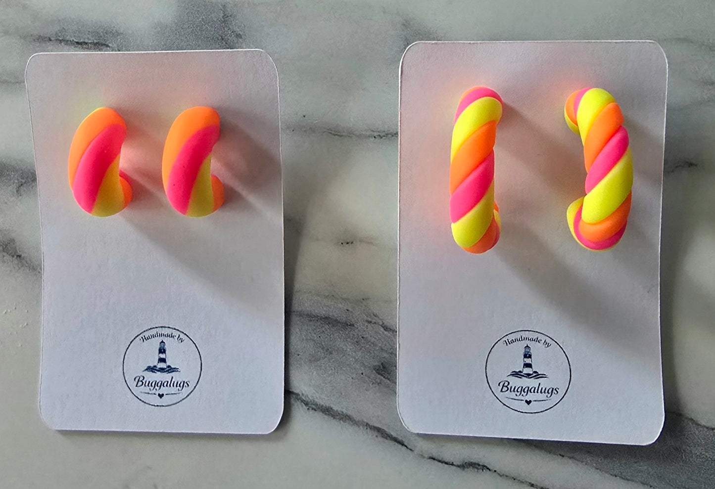 Neon half hoop studs