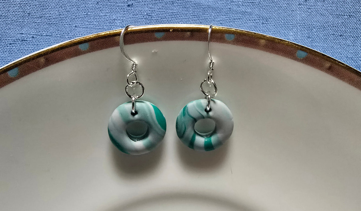 Green stripe earrings