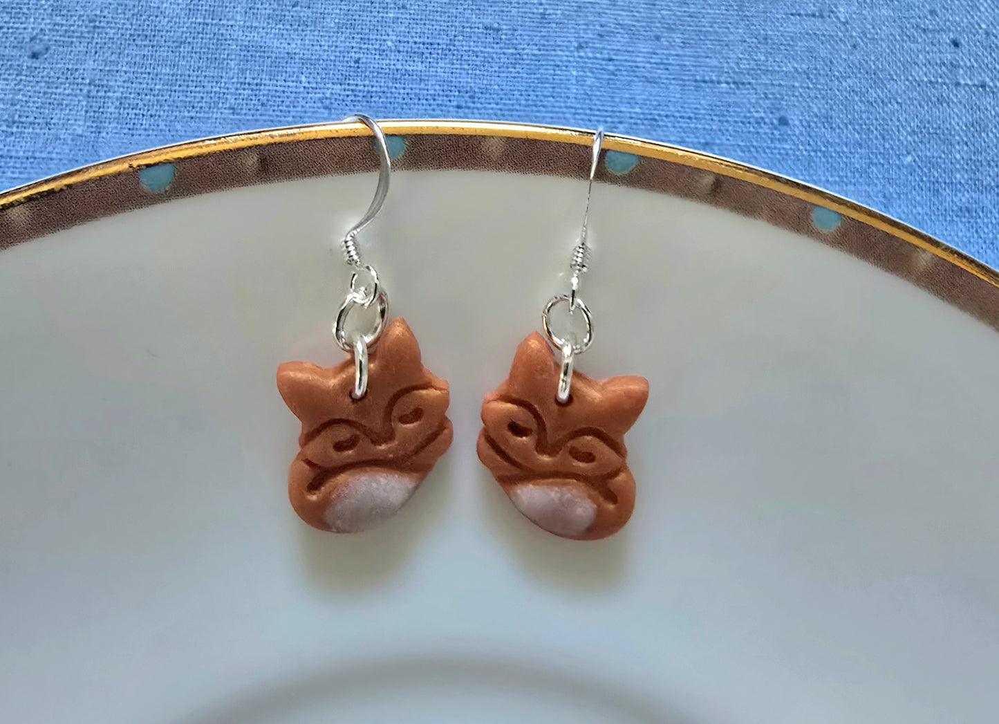 Fox earrings with white tail