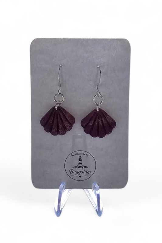 Purple and gold fan earrings