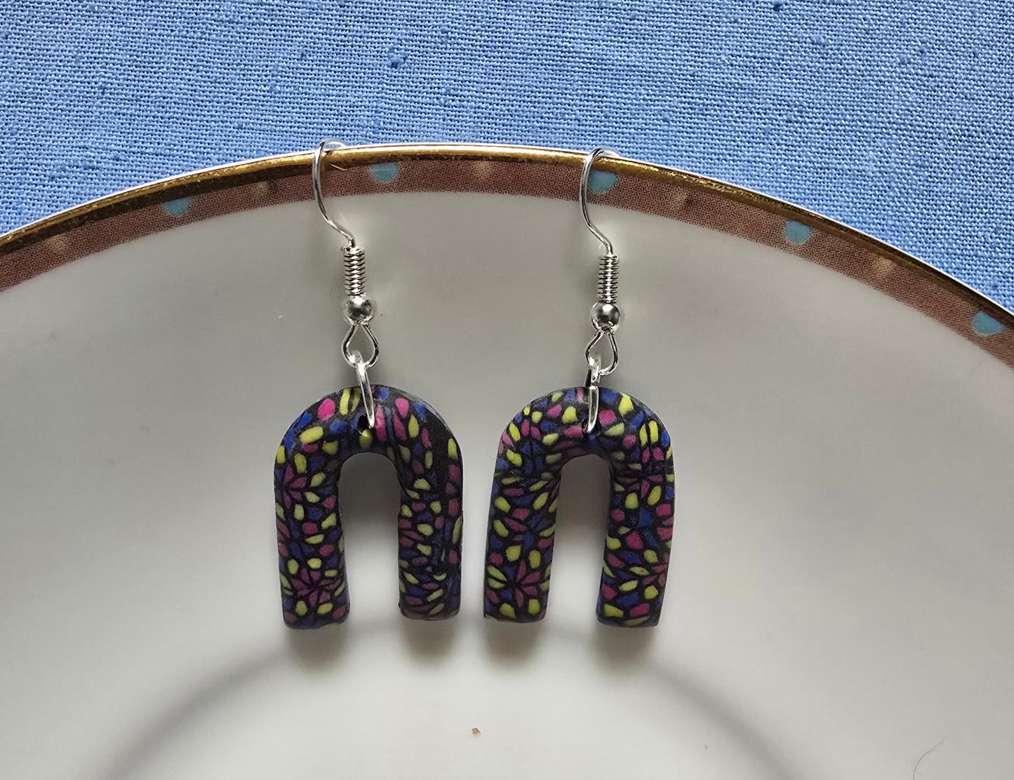 Stained glass inspired arch earrings
