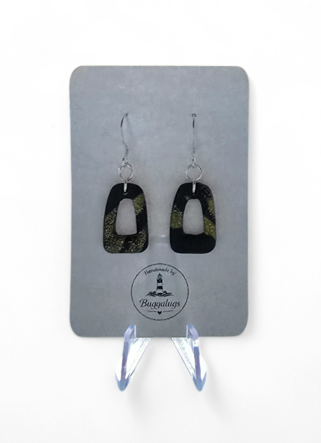 Black and gold dangle earrings