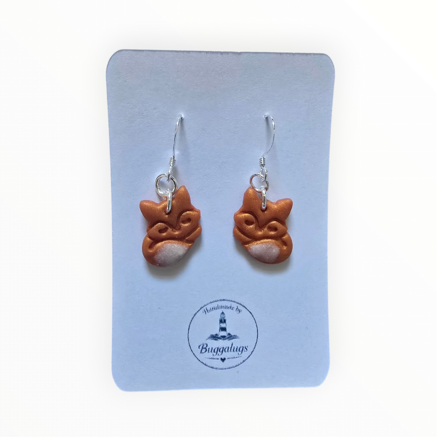 Fox earrings with white tail