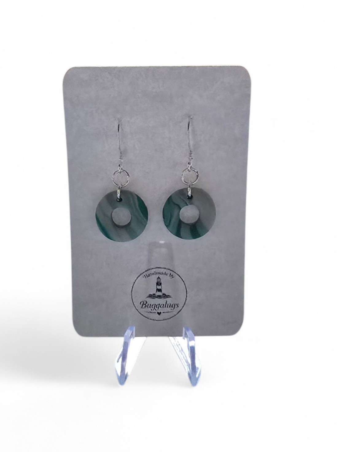 Green stripe earrings