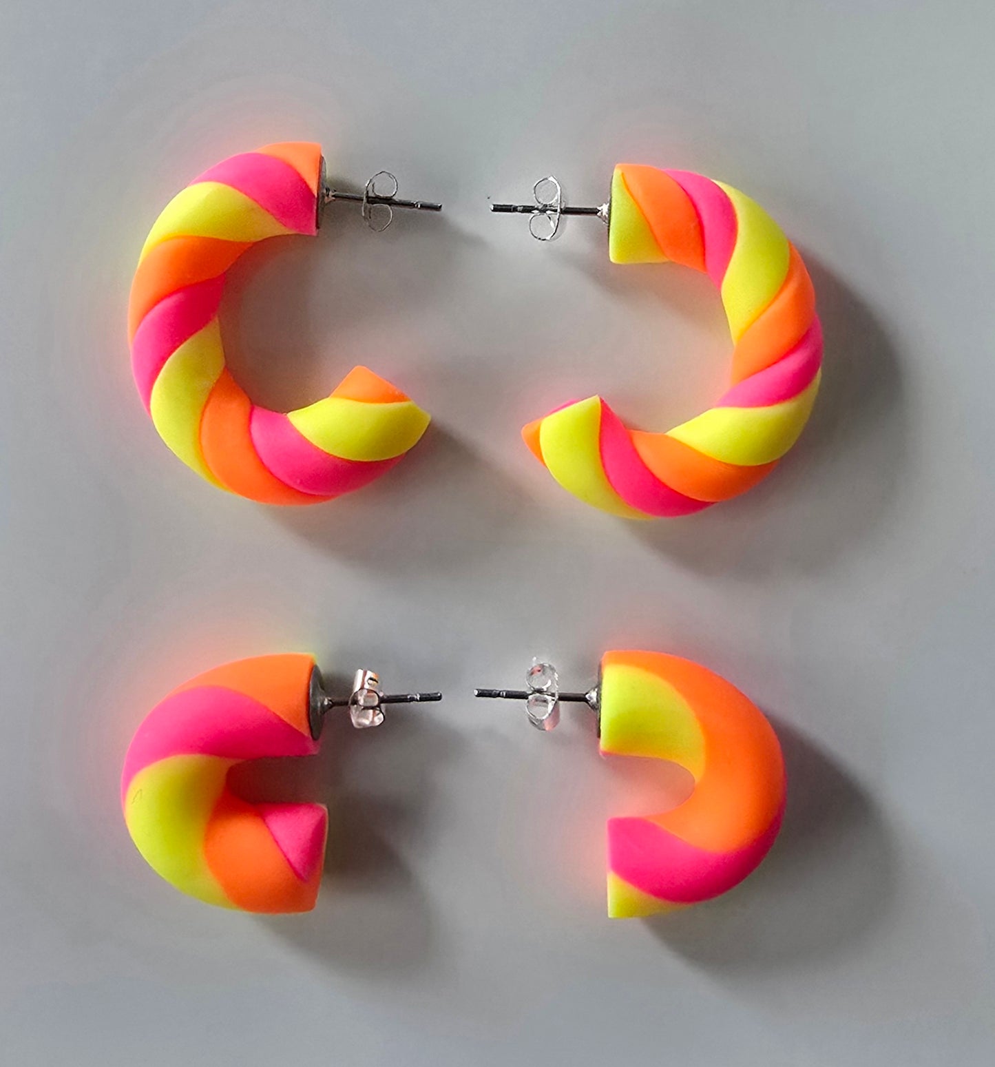 Neon mini half hoop studs