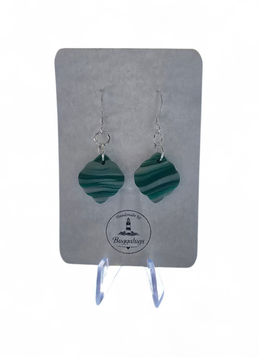 Green wave mini drop earrings