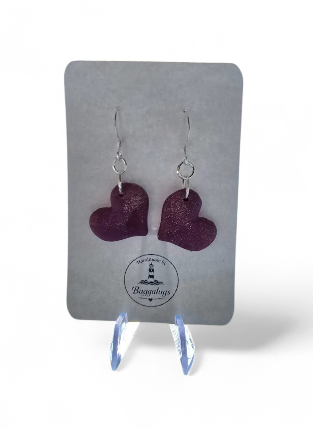 Maroon and gold heart earrings